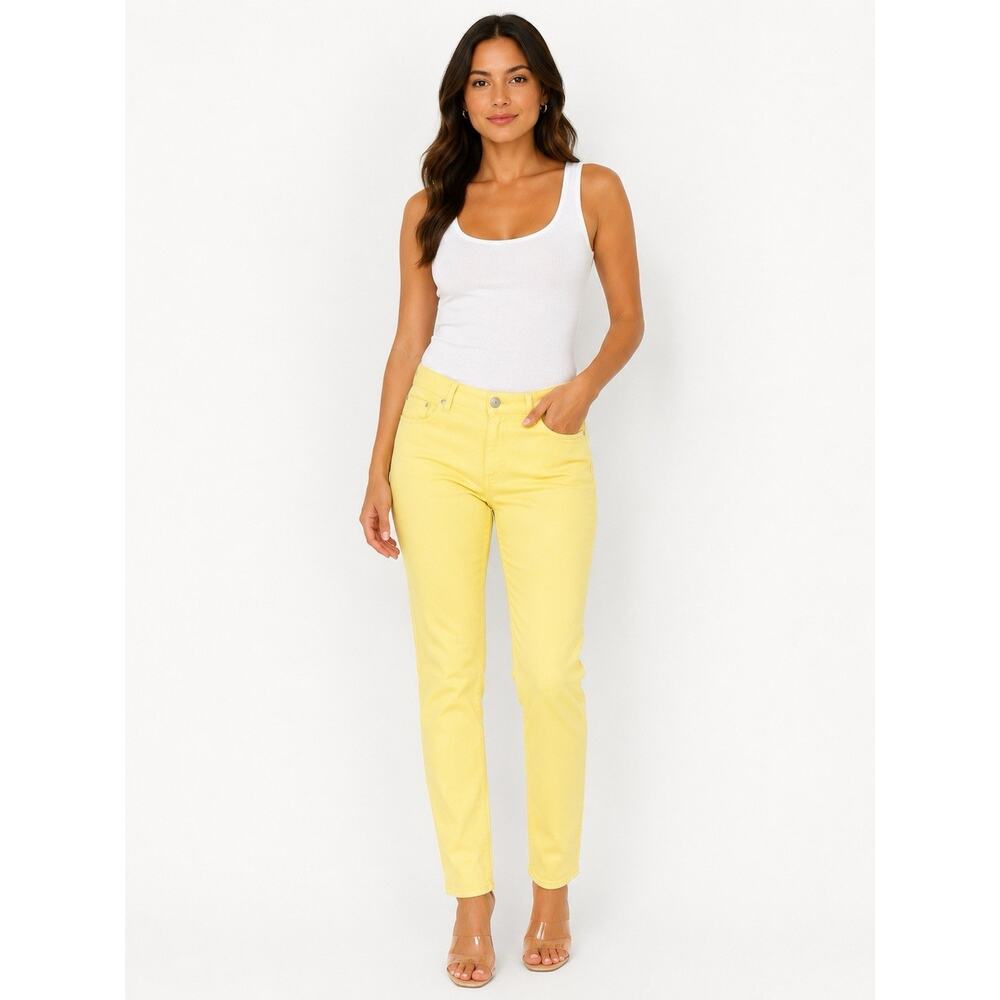 Weekend Max Mara Yellow W111 Skinny Jeans Pants Cigarette Cotton 12 US
